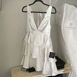 Lulus white satin mini dress